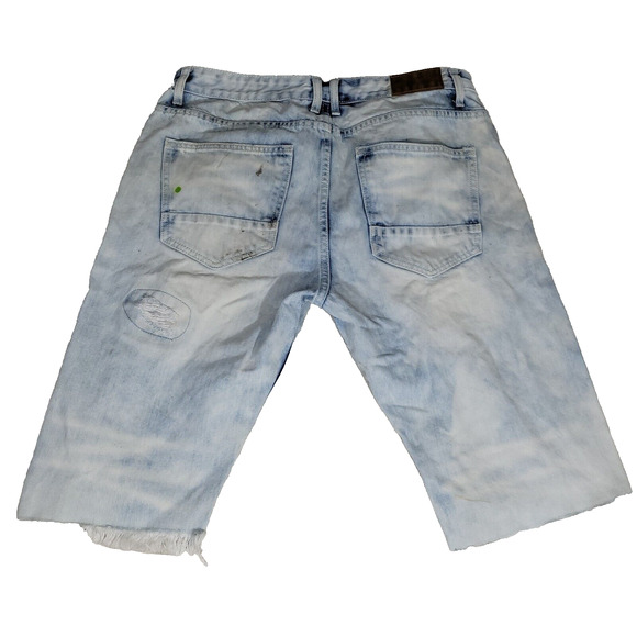 Smoke Rise Shorts Mens Sz 34 Blue Jean Distressed Y2k Fray Preppy Acid Wash - Picture 2 of 15